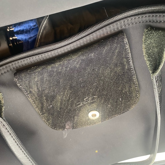 LONGCHAMP Frm FRANCE RARE BLACK NYLON LEATHER TOTE Handbag w LOCK OPTION GORG - Picture 4 of 14